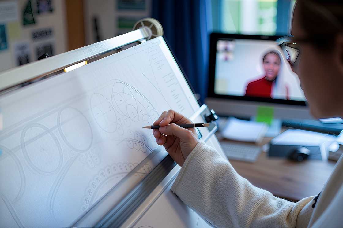 A cropped female architect