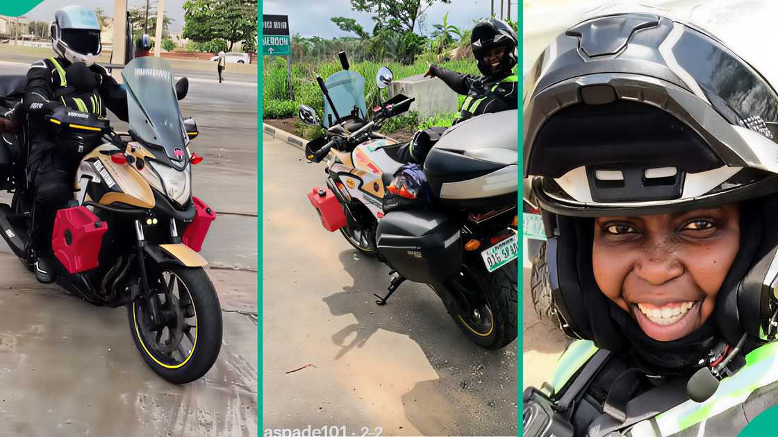 Lady who rode her bike from Lagos to South Africa mentions how much she used, shares how long it took