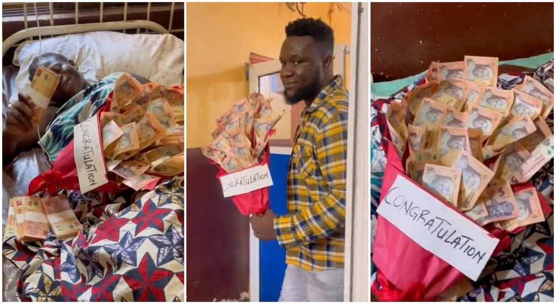 Photos of a Nigerian man presenting money to a new mum. Photos of a Nigerian man presenting money to a new mum.