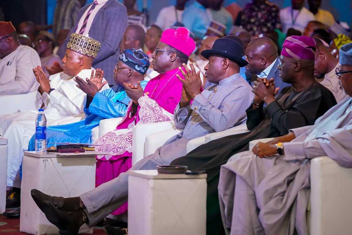 Former President, Dr. Goodluck Jonathan, Asiwaju Bola Tinubu, the 70th birthday celebration of Bishop Matthew Hassan Kukah, Kizz Daniel Former President, Dr. Goodluck Jonathan, Asiwaju Bola Tinubu, the 70th birthday celebration of Bishop Matthew Hassan Kukah, Kizz Daniel