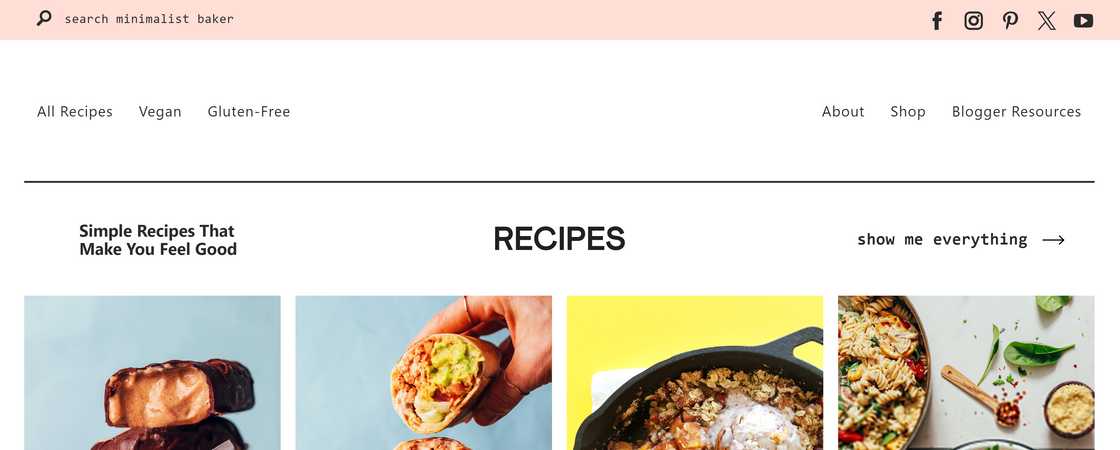 Minimalist Baker homepage