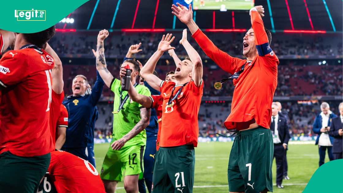 Cristiano Ronaldo, Diogo Jota, Portugal, Spain, UEFA Nations League, Allianz Arena, Munich, Germany Cristiano Ronaldo, Diogo Jota, Portugal, Spain, UEFA Nations League, Allianz Arena, Munich, Germany