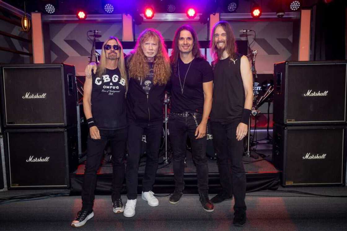 James LoMenzo, Dave Mustaine, Kiko Loureiro and Dirk Verbeuren of Megadeth at SiriusXM studio James LoMenzo, Dave Mustaine, Kiko Loureiro and Dirk Verbeuren of Megadeth at SiriusXM studio
