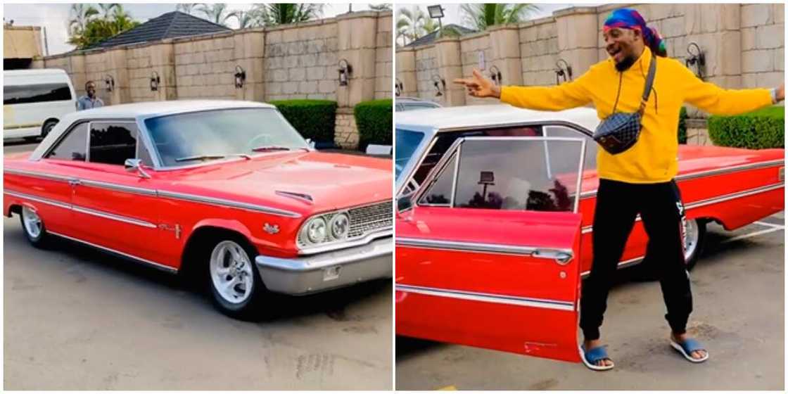 Nollywood actor Junior Pope buys himself a vintage car as early Christmas gift (video)