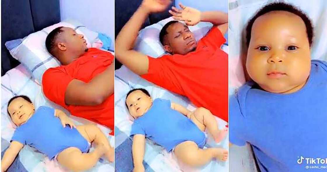 Dad sleeps off before baby, babysitting father Dad sleeps off before baby, babysitting father