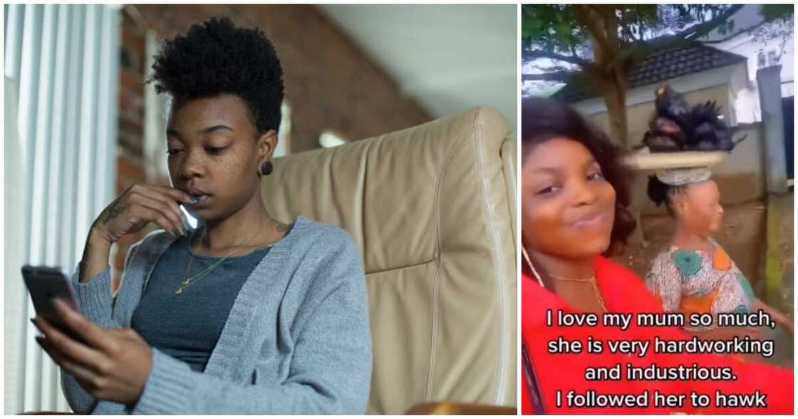 Woman hawking, lady follows her hawking mum, Nigerian mum and daughter, hawking videos