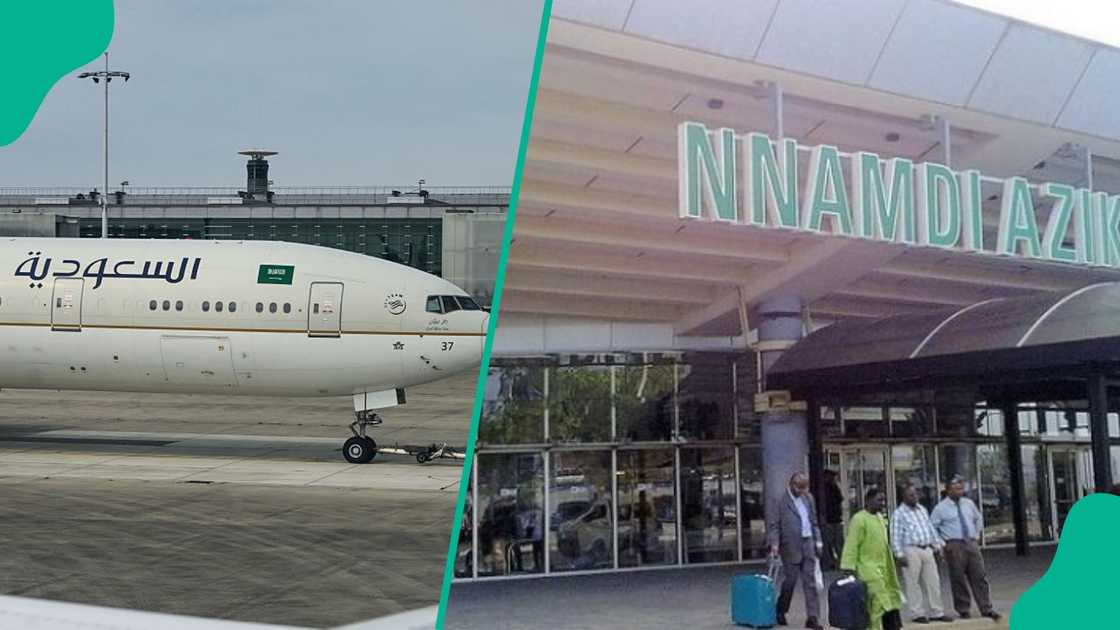 Saudi Airlines faces criticism for allegedly abandoning passengers at Nnamdi Azikiwe International Airport, Abuja, after diverting a Kano-bound flight due to bad weather. Saudi Airlines faces criticism for allegedly abandoning passengers at Nnamdi Azikiwe International Airport, Abuja, after diverting a Kano-bound flight due to bad weather.