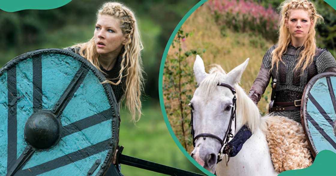 Katheryn Winnick, who plays Lagertha on the Vikings pictured on set. Katheryn Winnick, who plays Lagertha on the Vikings pictured on set.