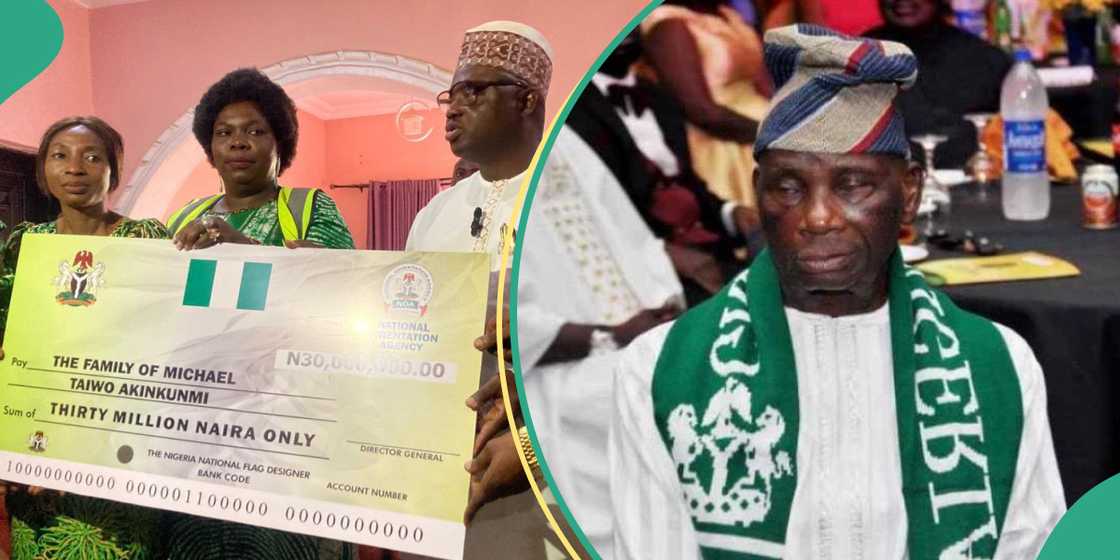Jubilation as Nigeria’s flag designer, Taiwo Akinkunmi’s family gets N30m donation Jubilation as Nigeria’s flag designer, Taiwo Akinkunmi’s family gets N30m donation