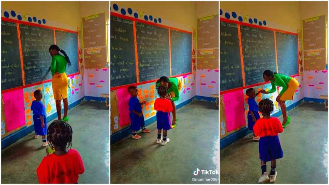 Lovely teacher in the classroom/kids showed their teachers love. Lovely teacher in the classroom/kids showed their teachers love.