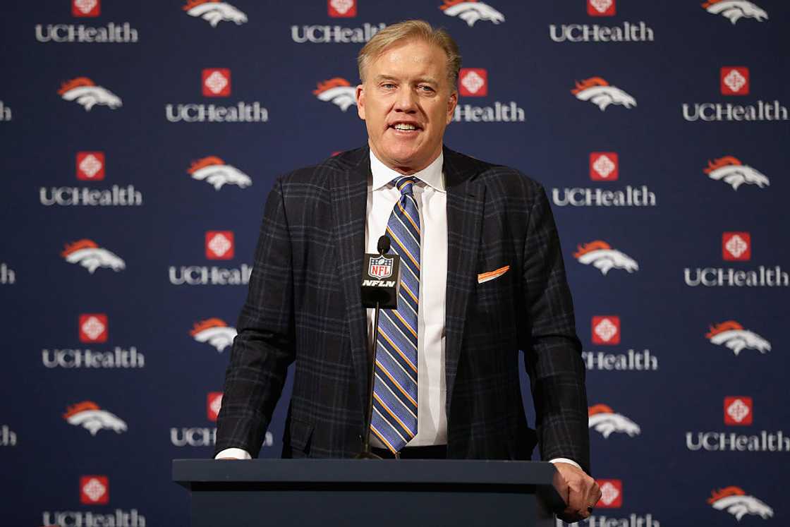 John Elway at the Paul D. Bowlen Memorial Broncos Centre on 12 January 2017 in Englewood, Colorado. John Elway at the Paul D. Bowlen Memorial Broncos Centre on 12 January 2017 in Englewood, Colorado.