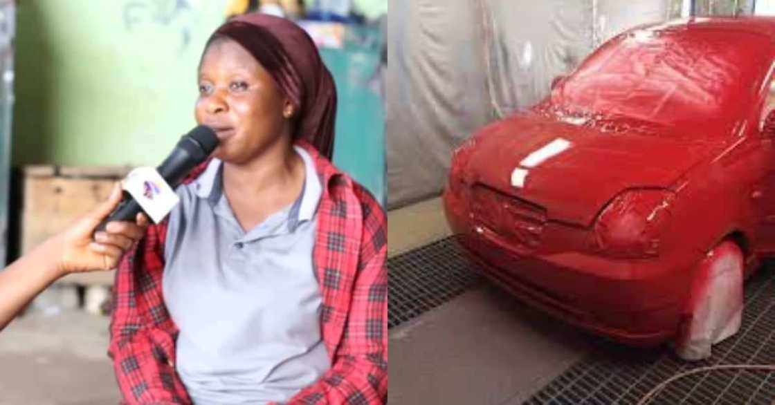 Salamatu Abubakar: Mahaifiyar yara 3 da ke fentin mota a matsayin sana'a Salamatu Abubakar: Mahaifiyar yara 3 da ke fentin mota a matsayin sana'a