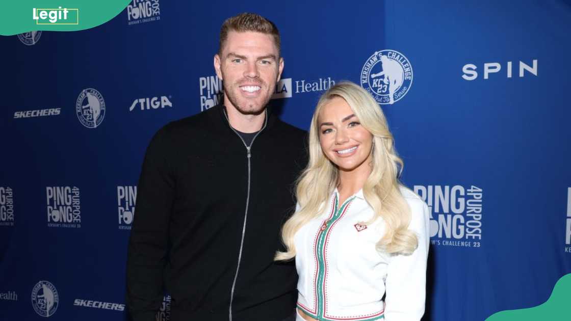 Freddie Freeman and Chelsea Freeman at Dodger Stadium