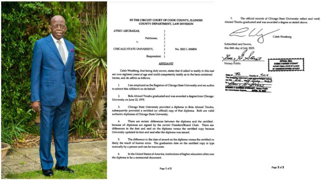 Bola Tinubu/Chicago State University/Affidavit/PDP/Atiku Abubalar/APC/2023 Election Bola Tinubu/Chicago State University/Affidavit/PDP/Atiku Abubalar/APC/2023 Election