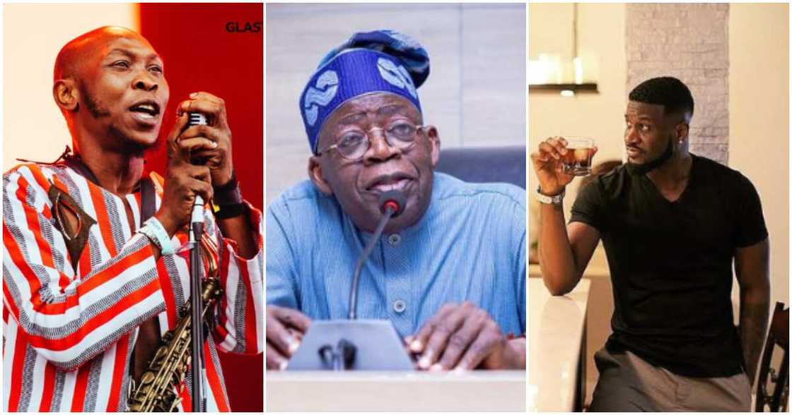 Photos of Seun Kuti, Tinubu and Peter Okoye