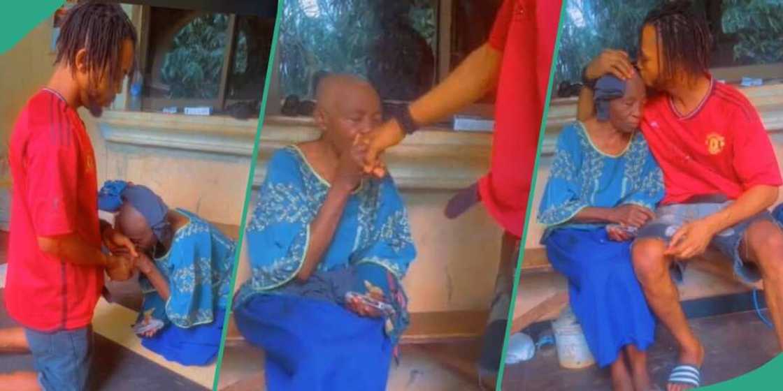 Man receives blessings from mum before relocating abroad Man receives blessings from mum before relocating abroad