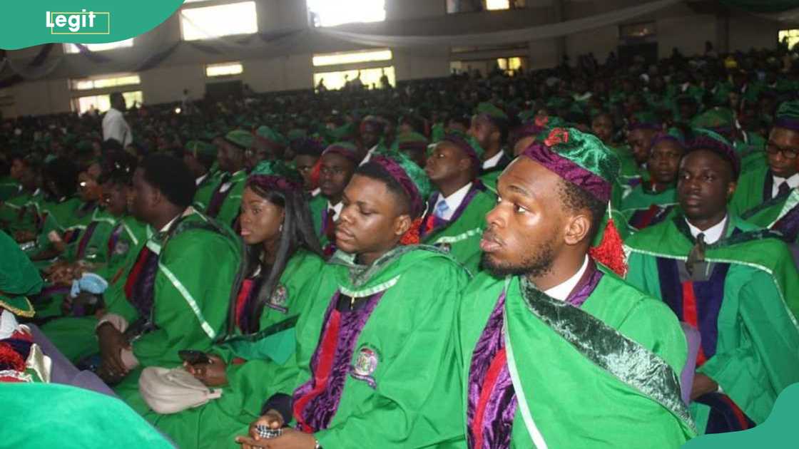 Covenant University graduates in green gowns on their convocation day Covenant University graduates in green gowns on their convocation day