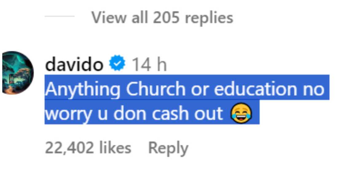 Davido speaks on dad's N1bn church donation