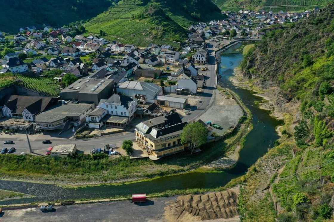 None of the 18 bridges that used to cross the Ahr river is functional yet, with three temporary crossings installed in their place None of the 18 bridges that used to cross the Ahr river is functional yet, with three temporary crossings installed in their place