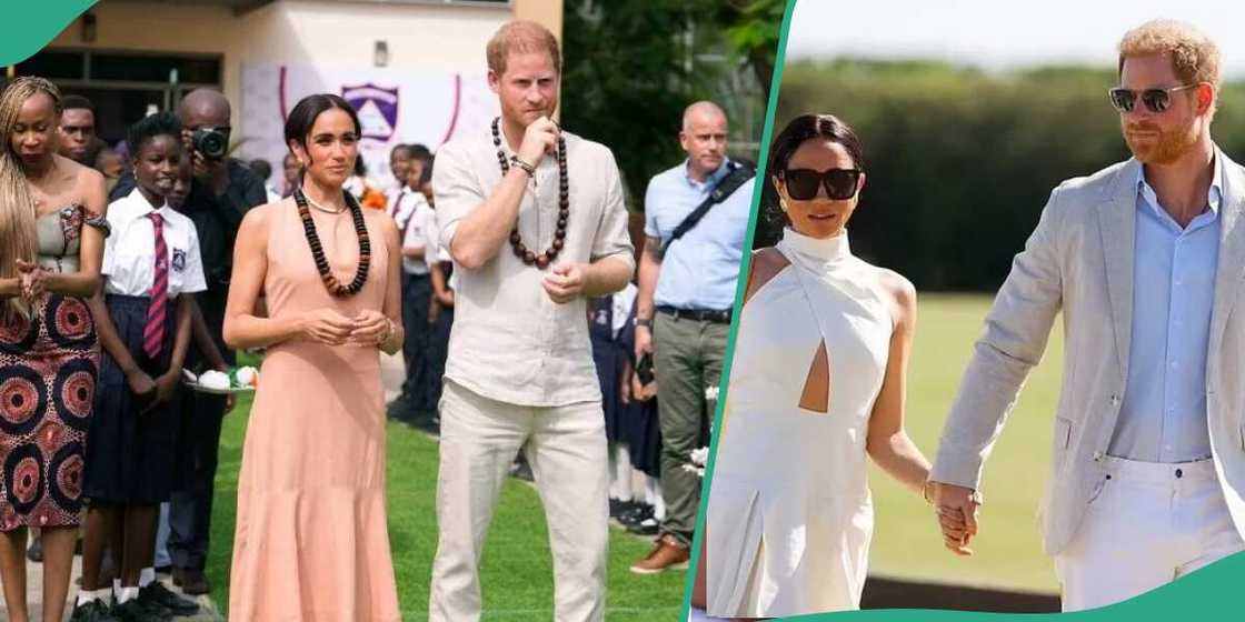 Clips of Meghan Markle and Prince Harry visiting a school in Nigerian trends. Clips of Meghan Markle and Prince Harry visiting a school in Nigerian trends.