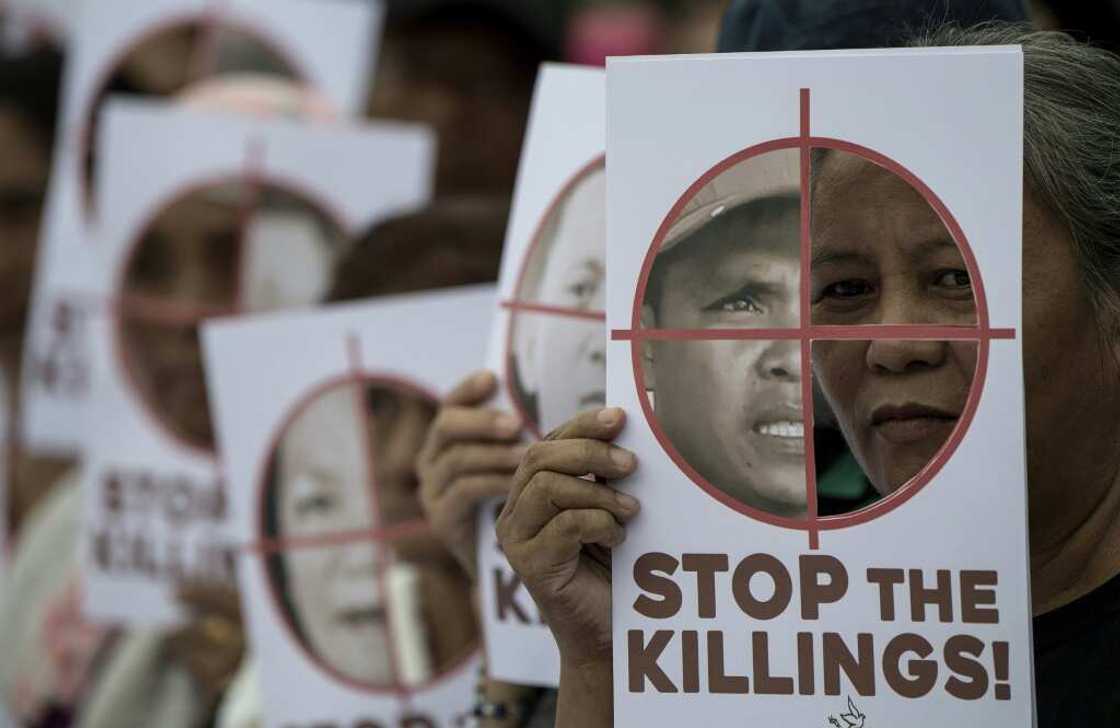 Rights groups say Philippines President Rodrigo Duterte created a climate of impunity and estimate that tens of thousands have been killed by police, hitmen and vigilantes Rights groups say Philippines President Rodrigo Duterte created a climate of impunity and estimate that tens of thousands have been killed by police, hitmen and vigilantes