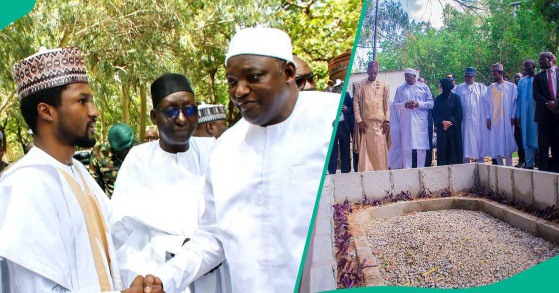 Gambian President Adama Barrow pays a condolence visit to the family of the late president Buhari in Daura, Katsina state.