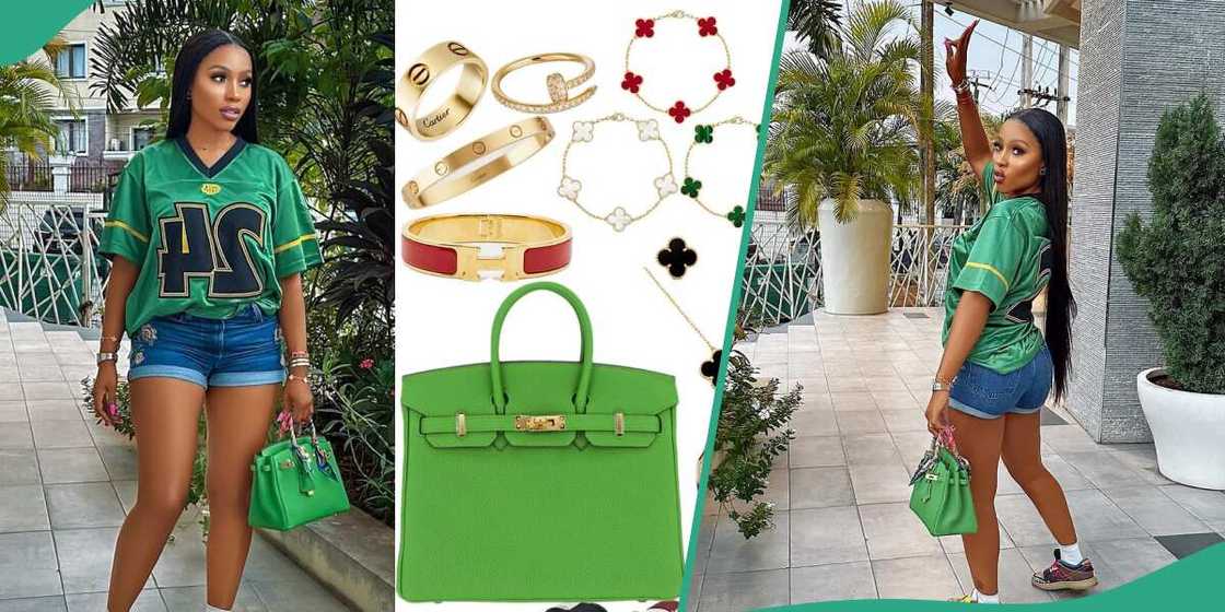 Mercy Eke drips in designer accessories to Zlatan Ibile's event. Mercy Eke drips in designer accessories to Zlatan Ibile's event.