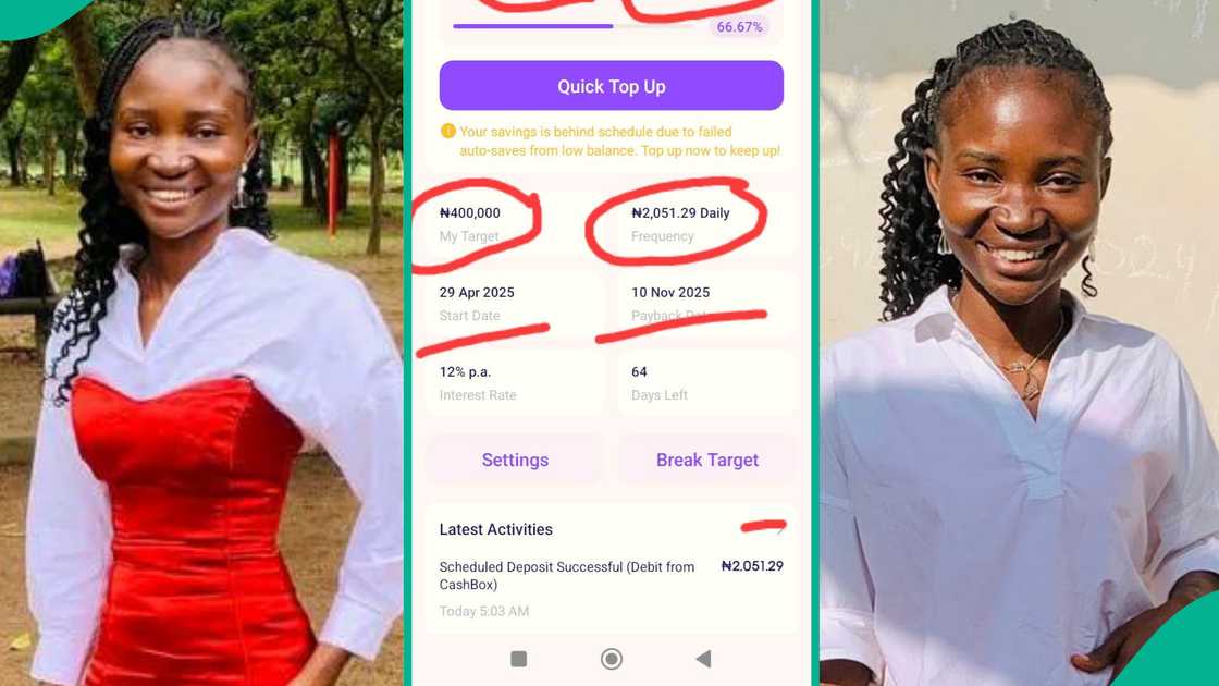 A Nigerian lady went public with the interest she was expecting in her Palmpay account after activating the Target Savings A Nigerian lady went public with the interest she was expecting in her Palmpay account after activating the Target Savings