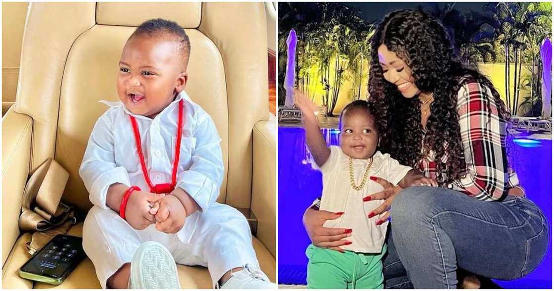 Regina Daniels tells fans to call her second son Odogwu. Regina Daniels tells fans to call her second son Odogwu.