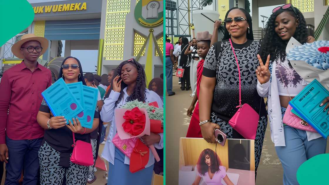 A Nigerian lady receives 3 lands from her mother during sign-out ceremony A Nigerian lady receives 3 lands from her mother during sign-out ceremony