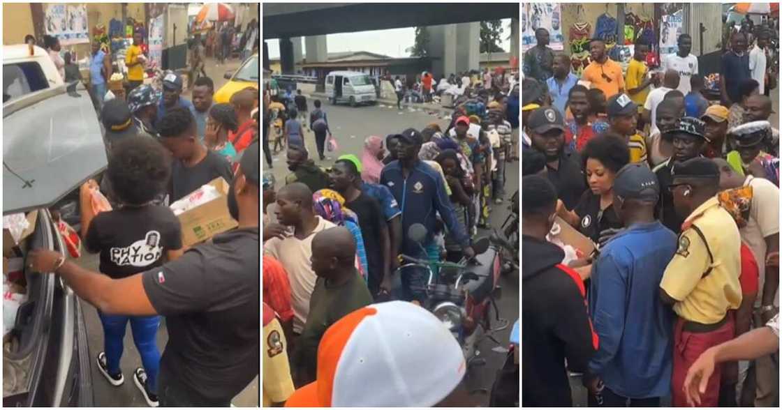 BBNaija star Phyna shares food on the street BBNaija star Phyna shares food on the street