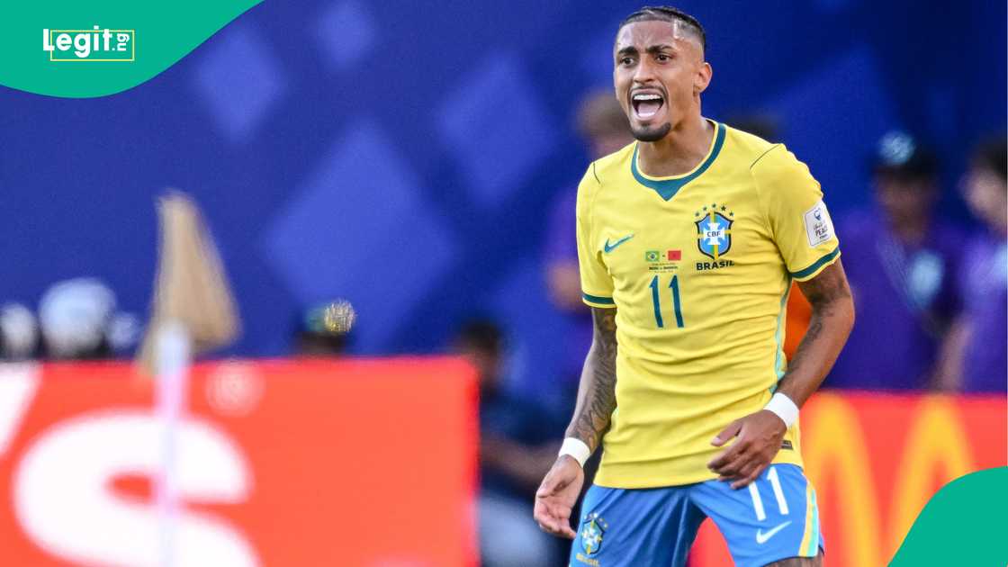 Raphinha in action during the FIFA World Cup 2026 Group C match between Brazil and Morocco. Photo by Richard Sellers