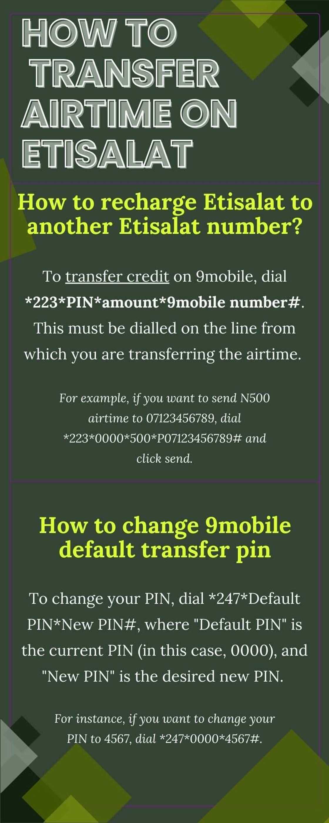 How to transfer airtime on Etisalat (9Mobile) How to transfer airtime on Etisalat (9Mobile)