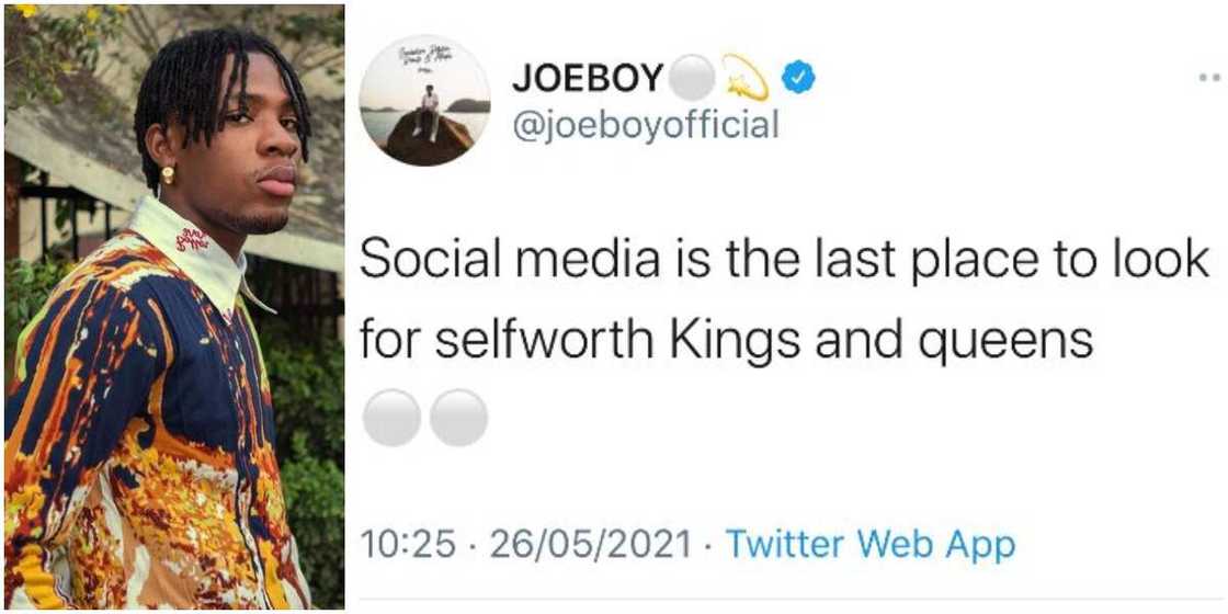 Singer Joeboy Advises Against Looking for Self-Worth on Social Media, Stirs Massive Reactions From Fans Singer Joeboy Advises Against Looking for Self-Worth on Social Media, Stirs Massive Reactions From Fans
