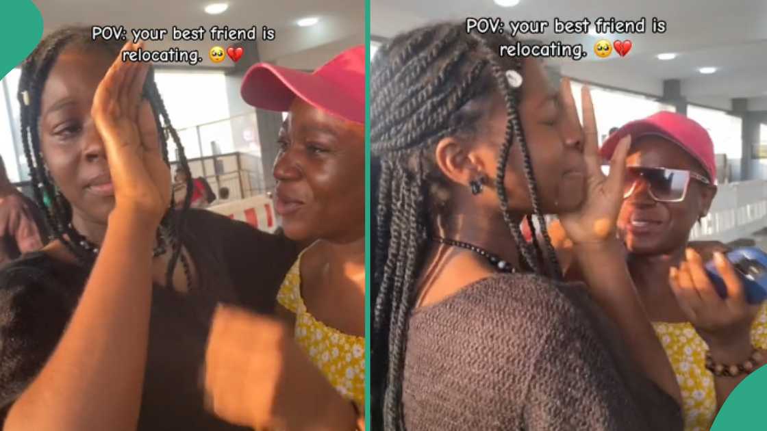 Reactions trail video of lady weeping at airport as her best friend relocates overseas