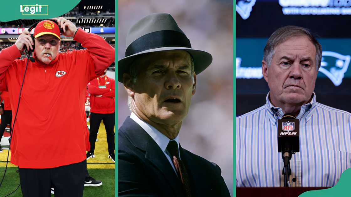 Andy Reid (L),Tom Landry (C) and Bill Belichick (R)