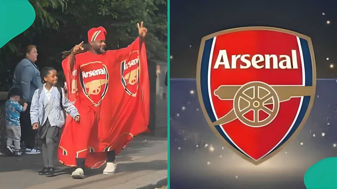 Man trends online after school drop-off in Arsenal outfit Man trends online after school drop-off in Arsenal outfit