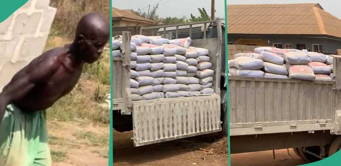 Nigerians open shop for an old man.