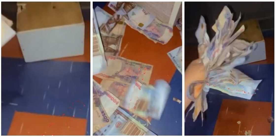 Nigerian lady says N100k disappeared from her piggy bank in mysterious manner. Nigerian lady says N100k disappeared from her piggy bank in mysterious manner.