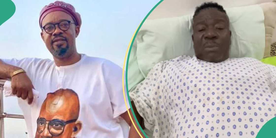 Charles Inojie visits Mr Ibu on sick bed. Charles Inojie visits Mr Ibu on sick bed.