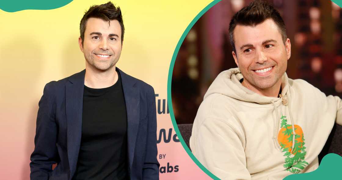 Mark Rober poses at an awards ceremony and on a live TV episode