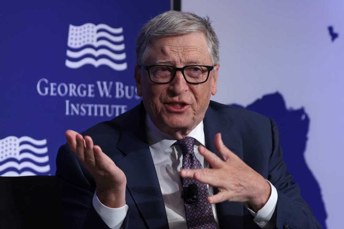 Bill Gates speaks during an event to mark the 20th anniversary of PEPFAR (President's Emergency Plan for AIDS Relief) at the United States Institute