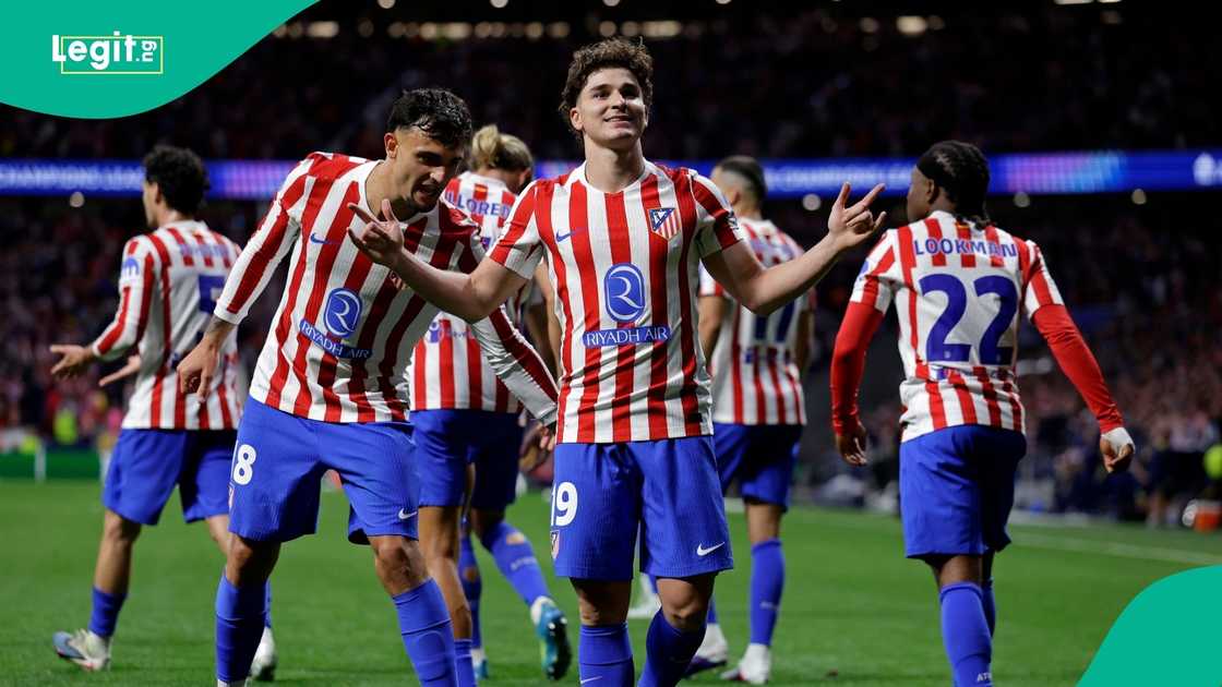 Julian Alvarez, Atletico Madrid, Arsenal, Spain, UEFA, Champions League. Julian Alvarez, Atletico Madrid, Arsenal, Spain, UEFA, Champions League.
