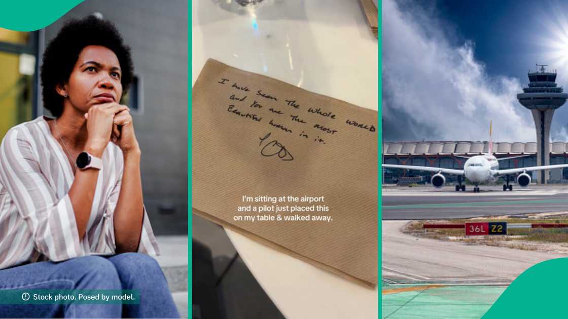 Lady displays note pilot gave her at airport and walked away Lady displays note pilot gave her at airport and walked away