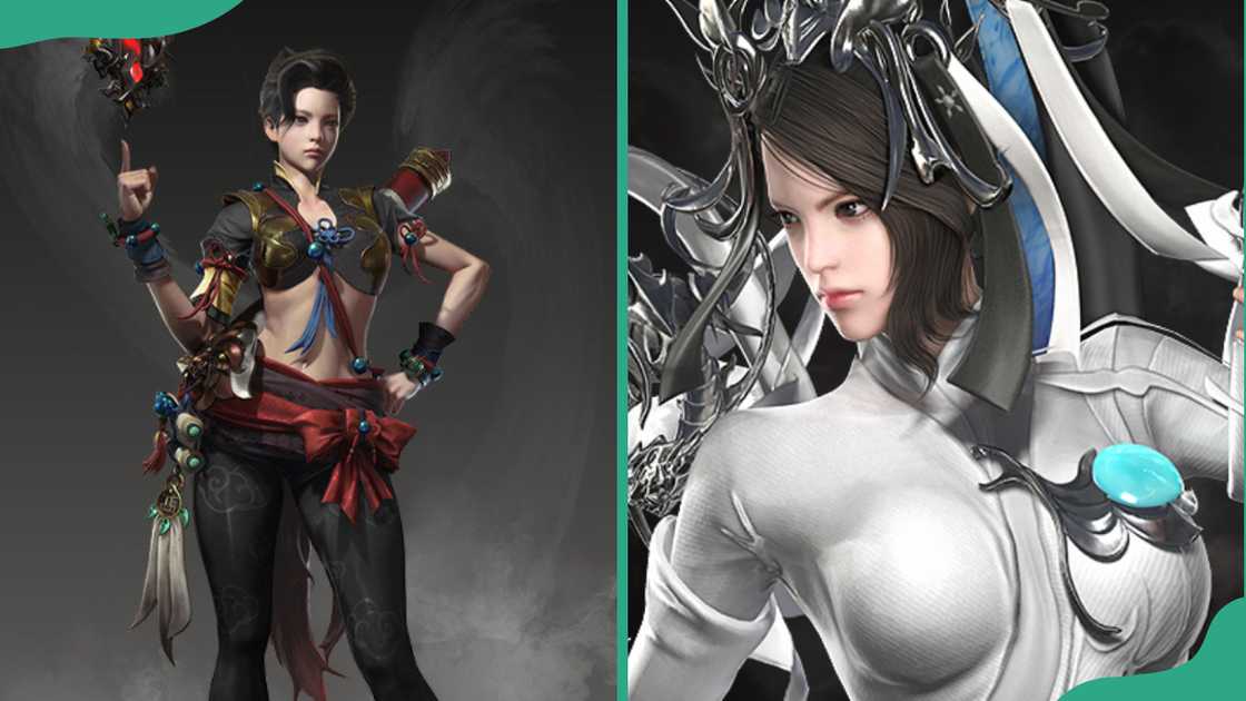 Soulfist in a battle stance (L). Soulfist in a white armor (R). Soulfist in a battle stance (L). Soulfist in a white armor (R).