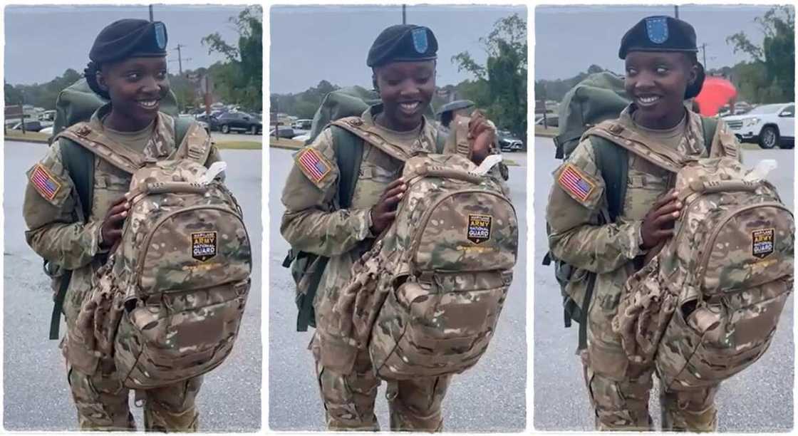 Photos of a Nigerian lady who has joined the US Army.