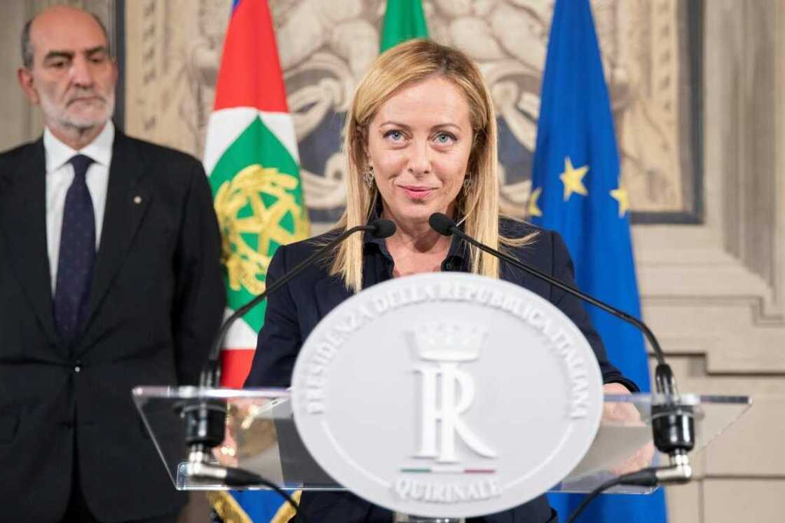 Giorgia Meloni, leader de Fratelli d'Italia, nommée Première ministre, à Rome le 21 octobre 2022 Giorgia Meloni, leader de Fratelli d'Italia, nommée Première ministre, à Rome le 21 octobre 2022