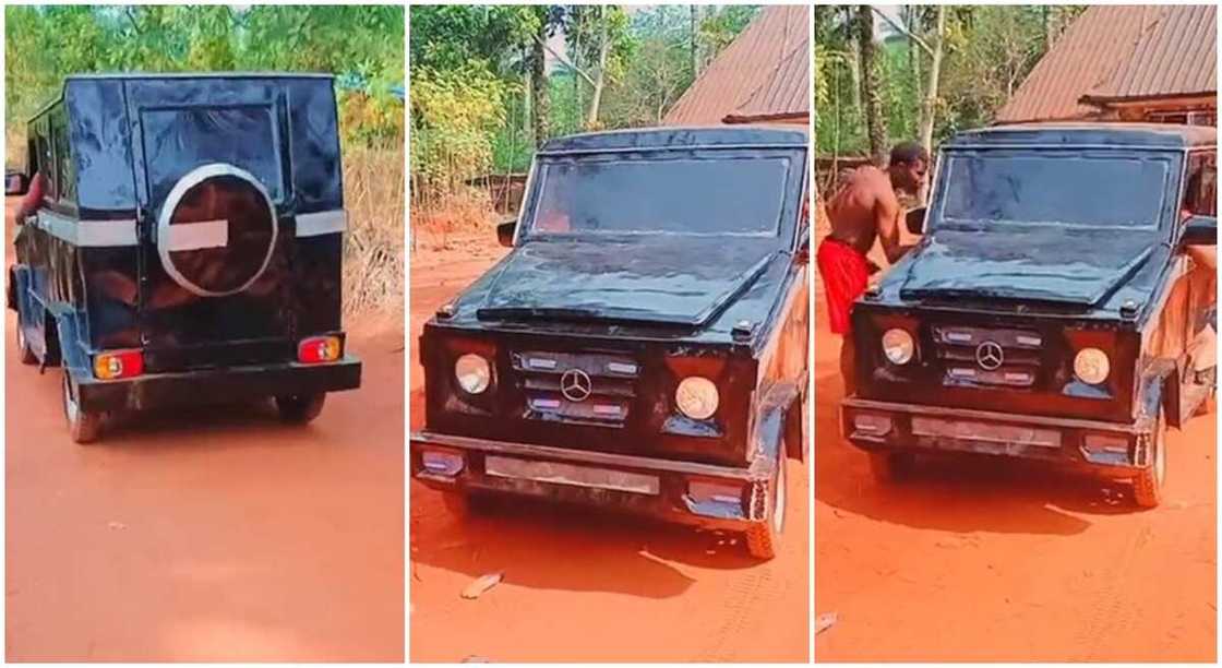 Photos of a G-Wagon constructed by a Nigerian boy. Photos of a G-Wagon constructed by a Nigerian boy.