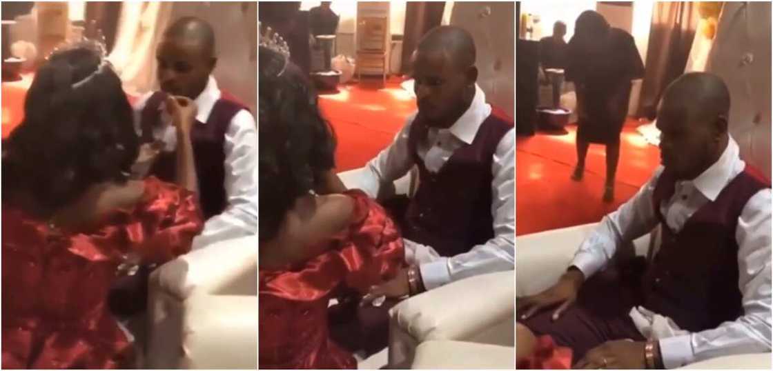 Ango ya fusata bayan amarya ta cinye abincin da aka tanada don shi a wajen liyafar aurensu (bidiyo) Ango ya fusata bayan amarya ta cinye abincin da aka tanada don shi a wajen liyafar aurensu (bidiyo)