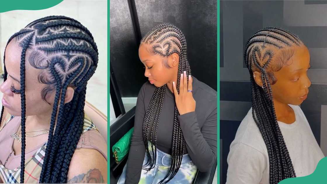 Back cornrows with a heart braid Back cornrows with a heart braid